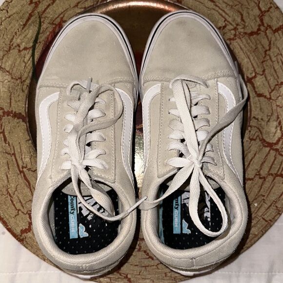 VANS Unisex Women’s 6 Ivory White Suede Leather Skateboard Sneakers - Picture 7 of 8